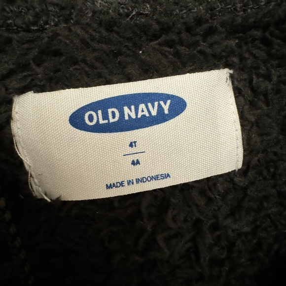 Old Navy Black Fuzzy Fleece Zip Up Hoodie Jacket 4T - Picture 2 of 2